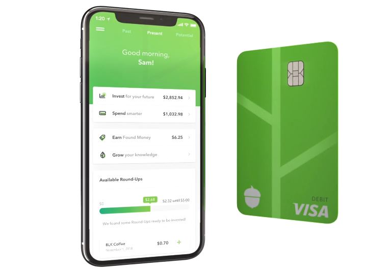 The Acorns app and debit card